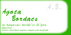 agota bordacs business card